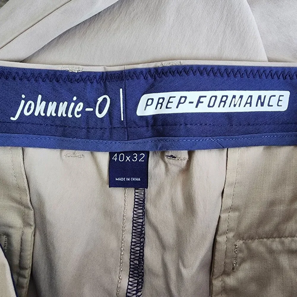 Johnnie-O Men's Pants 40x32 Prep-Formance Light Khaki Chinos Excellent Condition